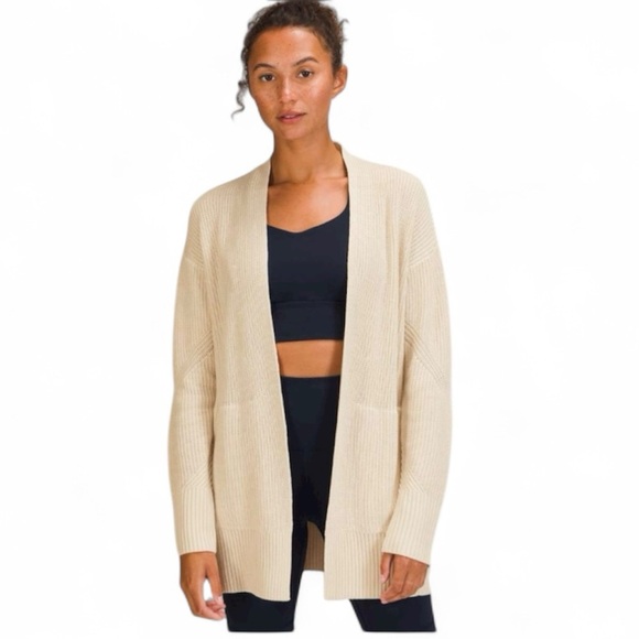 lululemon athletica Sweaters - Lululemon light tan cashlu open front cardigan size XS/Small